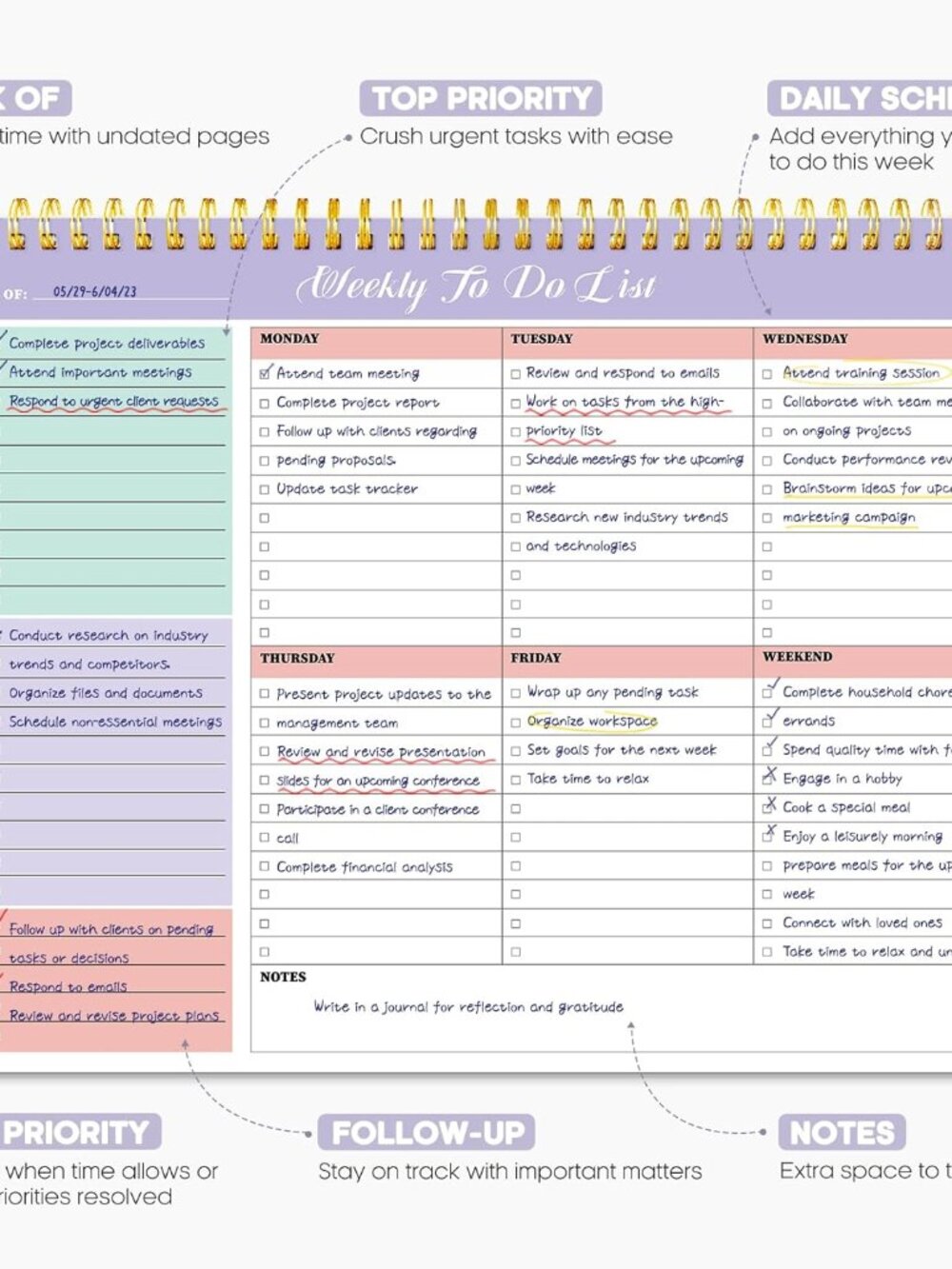 Weekly To Do List Notepad with 52 Undated Sheets(8.5"×11")- Weekly Desk Planner - Picture 3 of 7